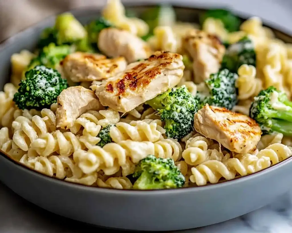 High Protein Rotisserie Chicken Broccoli Pasta