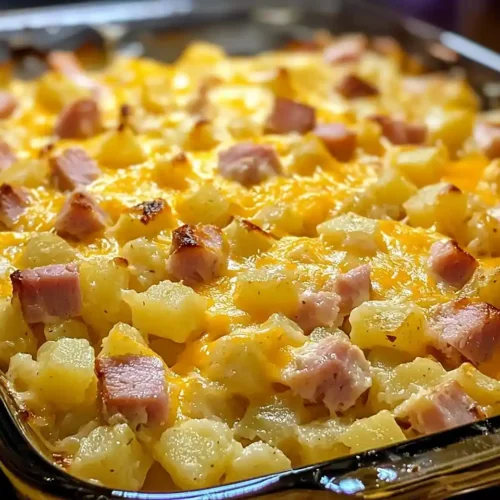 Holiday Ham & Cheesy Potato Casserole
