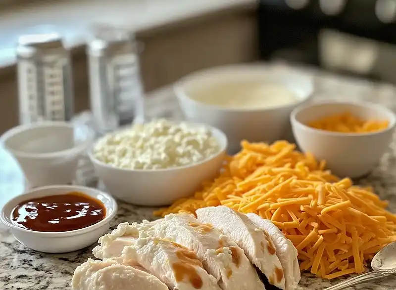 Ingredients for Macro Friendly BBQ Ranch Chicken Bowl with 42g protein