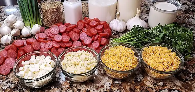 Ingredients for One Pot Kielbasa Pasta