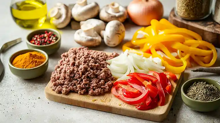 Ingredients for Philly Cheese Steak