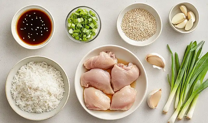Ingredients for Sticky Chicken Rice Bowls Recipe