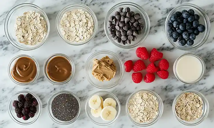 Ingredients for a Quick Oats Breakfast