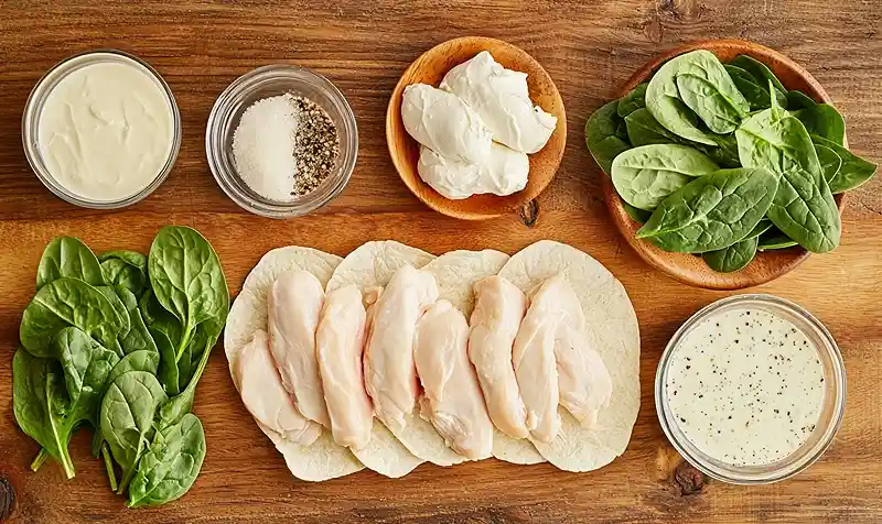 Crunchy Crispy Air Fryer Chicken & Mozzarella Wraps 4 Main ingredients Crunchy Crispy Air Fryer Chicken & Mozzarella Wraps