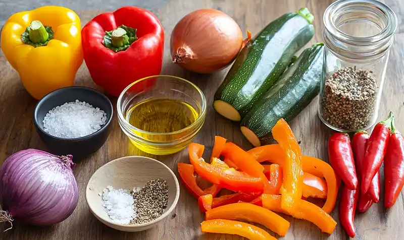 10 Minute Air Fryer Chicken Sausage and Veggies 4 Main ingredients for 10 Minute Air Fryer Chicken Sausage and Veggies