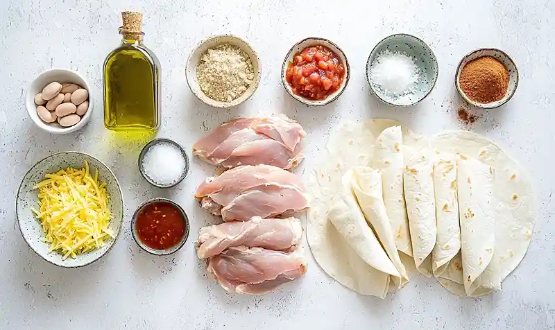 Main ingredients for Air Fryer Chimichangas