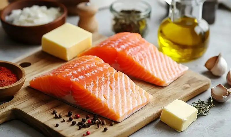 Main ingredients for Baked Lemon Garlic Butter Salmon