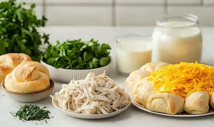 Cheesy Chicken Crescent Bake 4 Main ingredients for Cheesy Chicken Crescent Bake