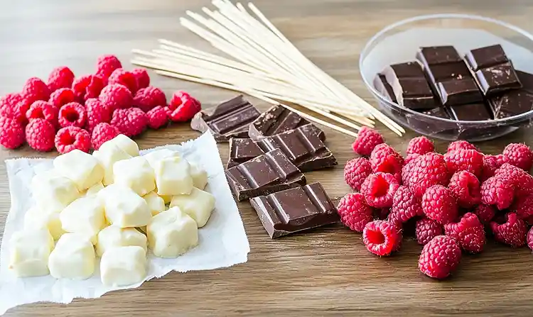 Chocolate Covered Raspberries 4 Main ingredients for Chocolate Covered Raspberries