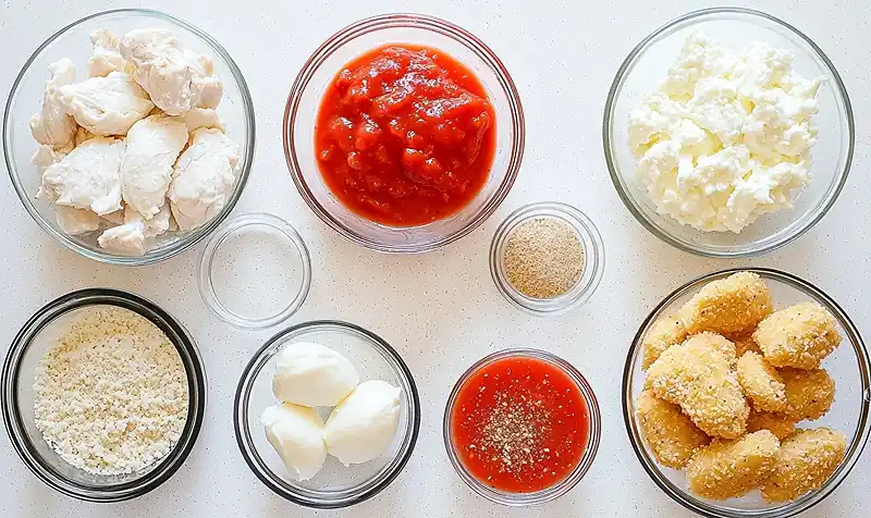 Main ingredients for Cottage Cheese Chicken Parm Bowl Recipe