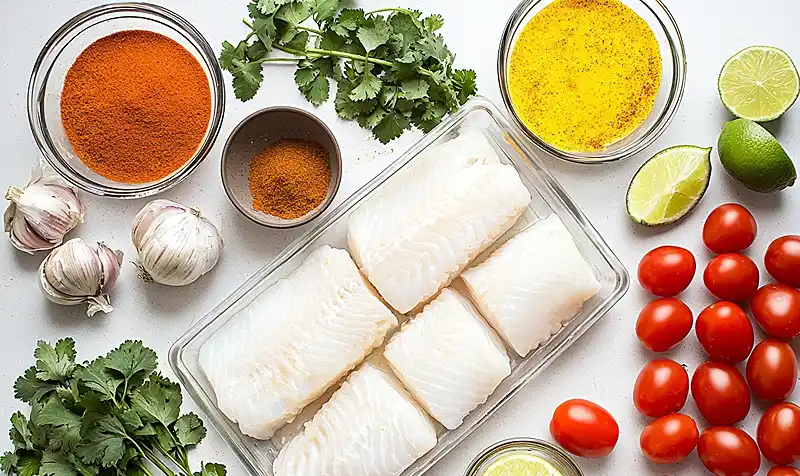 Main ingredients for Creamy Coconut Fish Curry