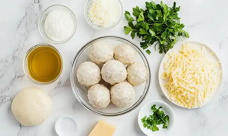 French Onion Meatball Bake 4 Main ingredients for French Onion Meatball Bake