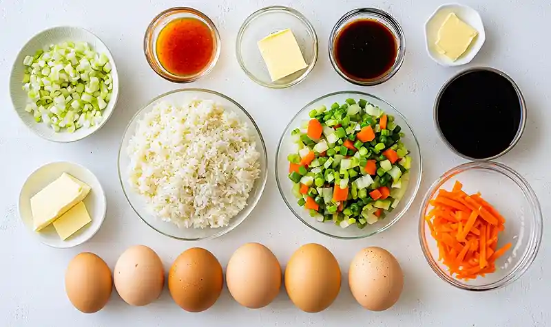 Main ingredients for Healthy Air Fryer Fried Rice