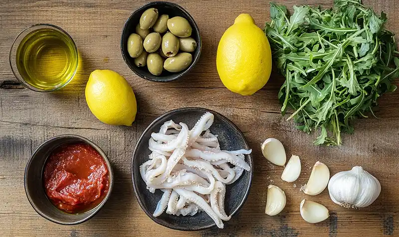 Main ingredients for High Protein Low Carb Garlic Squid