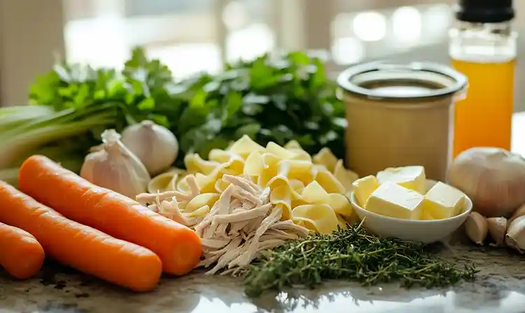 Main ingredients for Homemade Turkey Noodle Soup