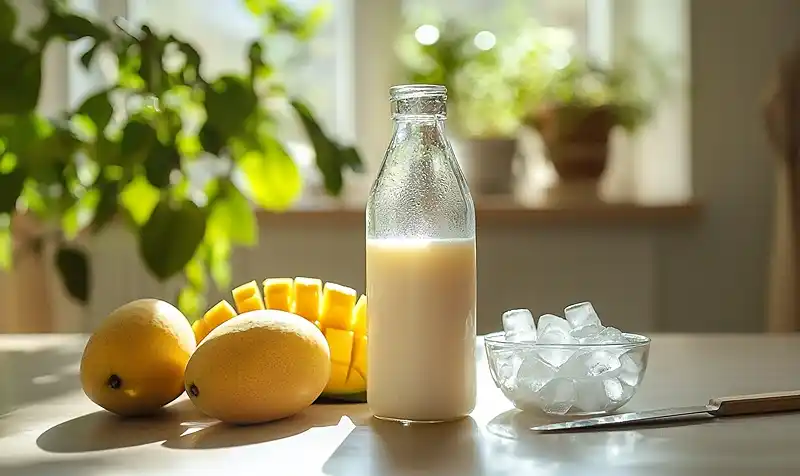 Main ingredients for Korean Fresh Mango Milk Drink