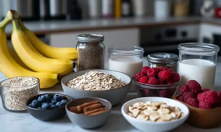 High-Protein Overnight Oats 4 Main ingredients for Protein Overnight Oats Healthy Recipe