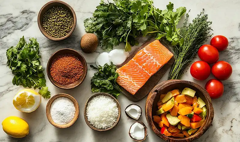 Salmon Coconut Curry 4 Main ingredients for Salmon Coconut Curry