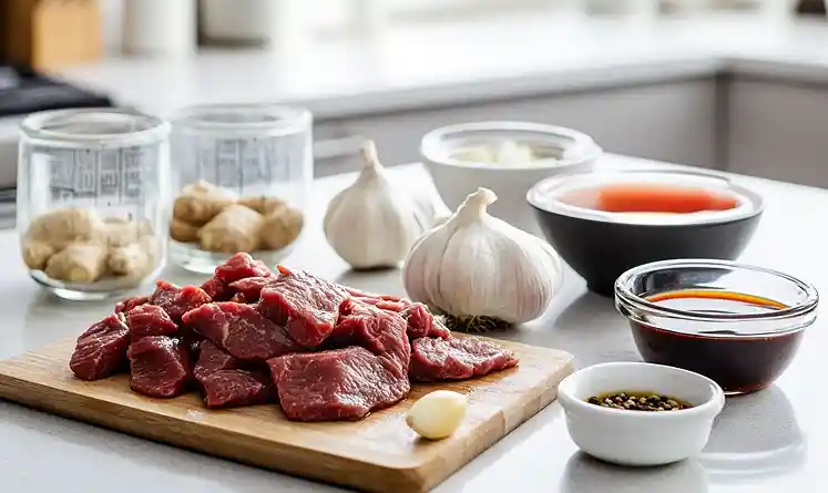 Main ingredients for Steak And Bell Peppers