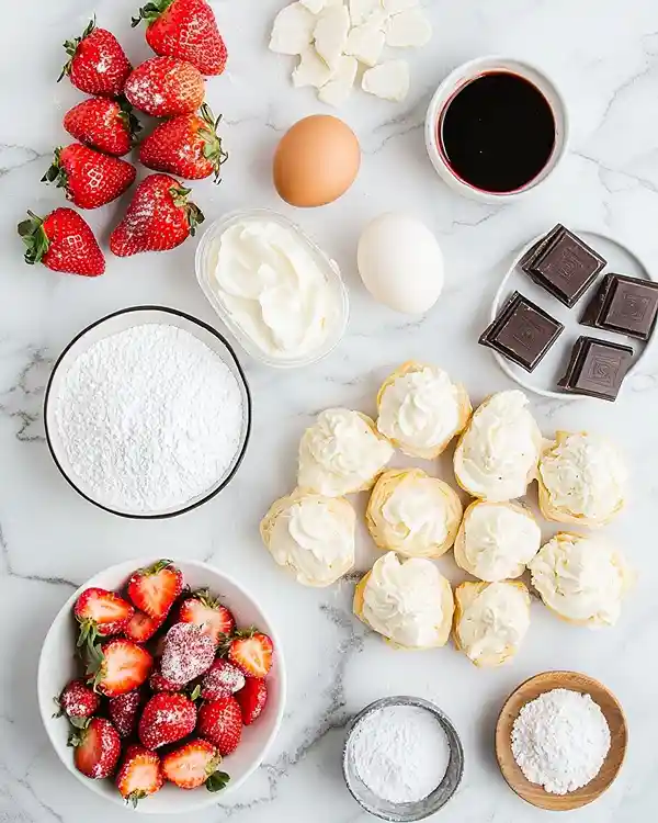 Strawberry Cream Puffs Recipe 4 Main ingredients for Strawberry Cream Puff