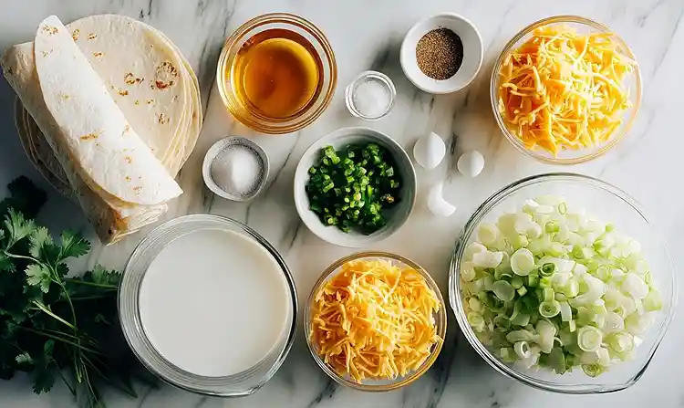 White Chicken Enchiladas with Creamy White Sauce 4 Main ingredients for White Chicken Enchiladas with Creamy White Sauce