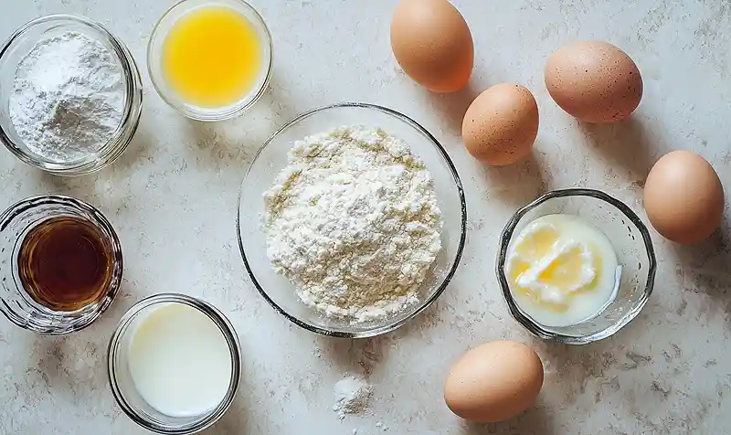 Main ingredients for Yorkshire Pudding