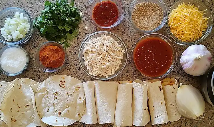 Chicken Enchiladas 4 Main ingredients for homemade chicken enchiladas