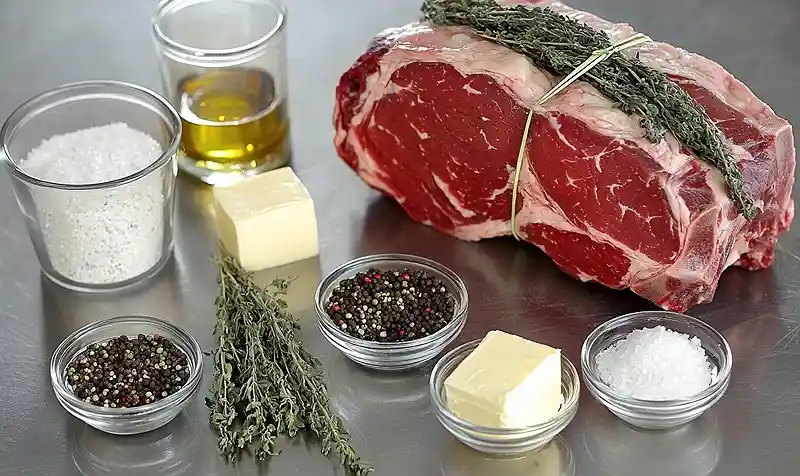 Main ingredients for ribeye roast