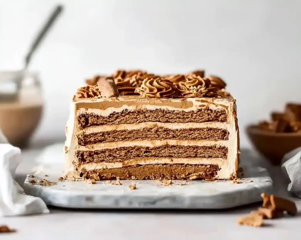 No-Bake Cookie Butter Icebox Cake