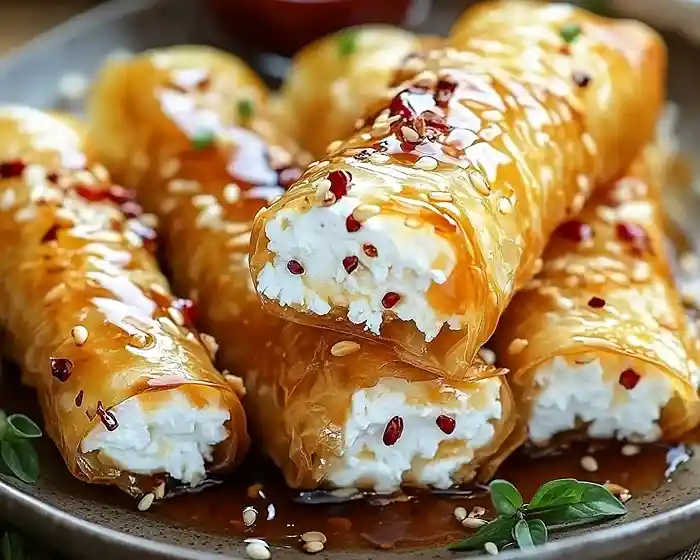 Oven Fried Feta Rolls with Chili Honey 7 Oven Fried Feta Rolls with Chili Honey Recipe