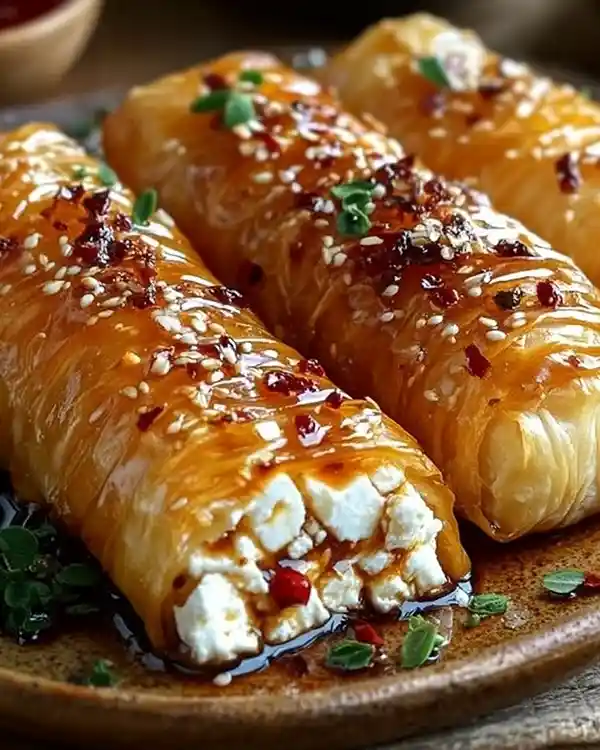 Oven Fried Feta Rolls with Chili Honey 5 Oven Fried Feta Rolls