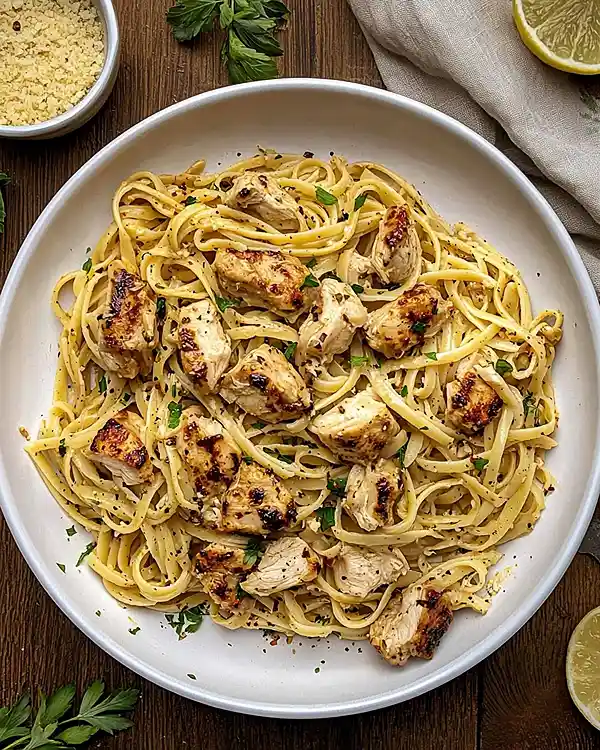 Plate with Butter Chicken Linguine
