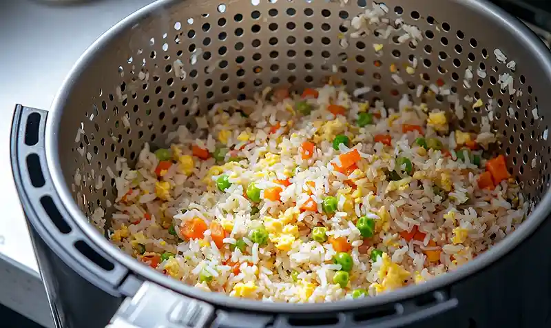 Preparing Healthy Air Fryer Fried Rice