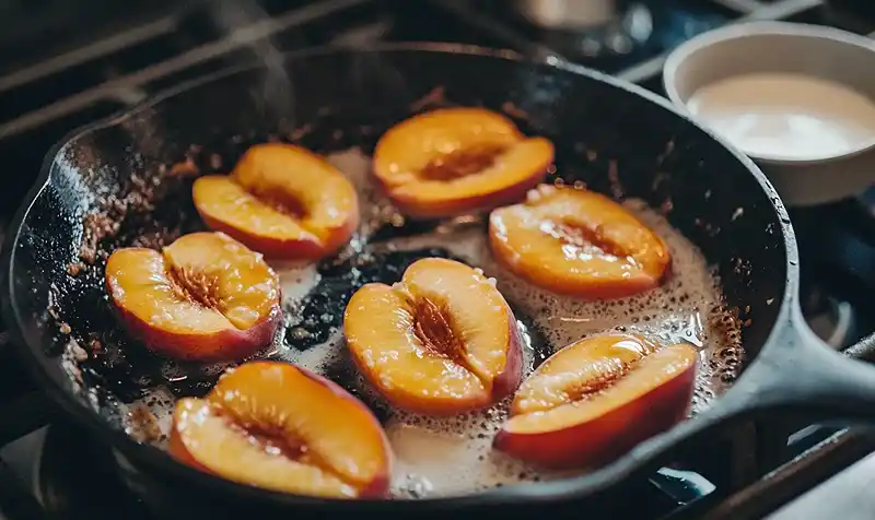 Preparing Pan-Fried Peaches with Cinnamon