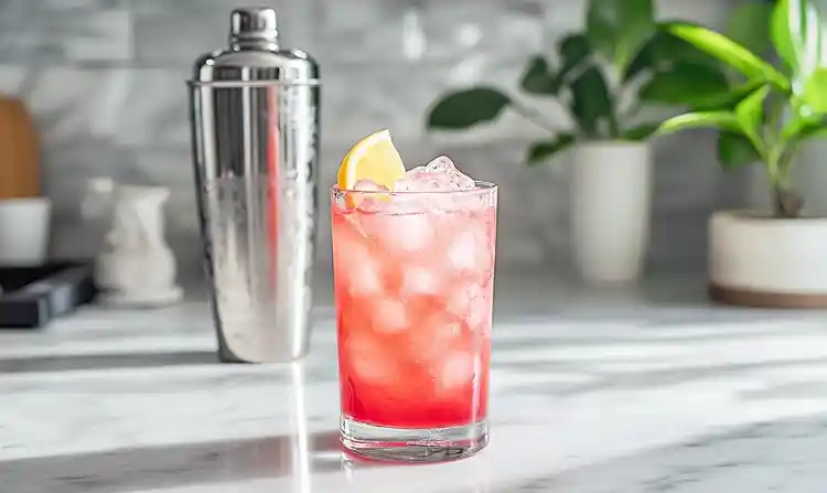Preparing Pink Lemonade Mocktail