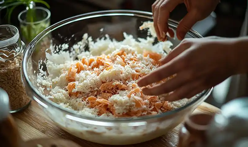 Salmon Sushi Bake 5 Preparing Salmon Sushi Bake
