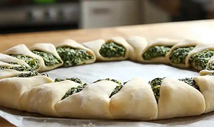 Spinach Dip Crescent Roll Wreath 5 Preparing Spinach Dip Crescent Roll Wreath