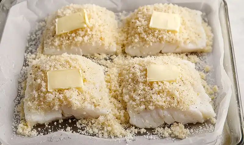 Preparing te Baked Parmesan Crusted Cod