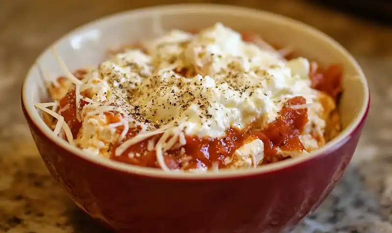 Preparing the Cottage Cheese Chicken Parm