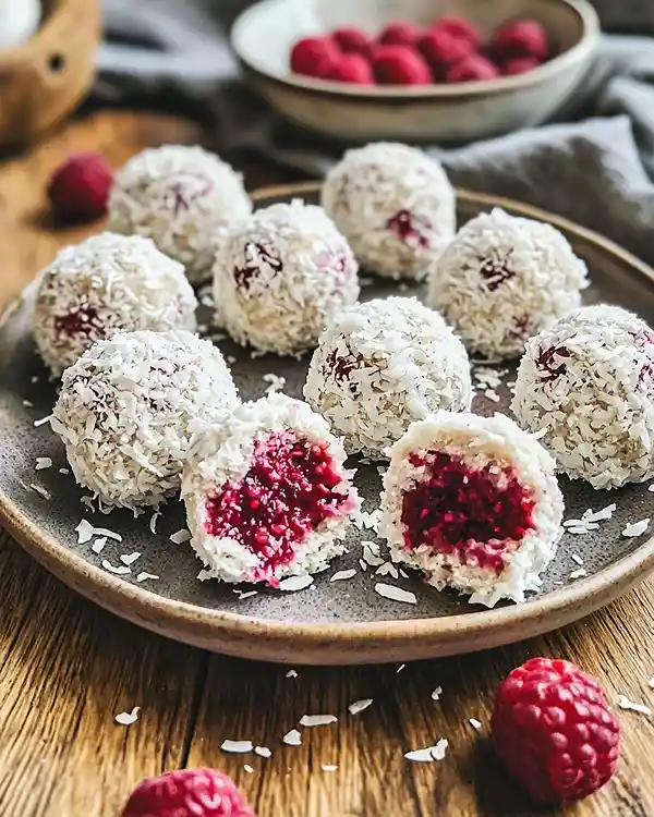 No-Bake Raspberry Coconut Balls 7 Raspberry Coconut Balls