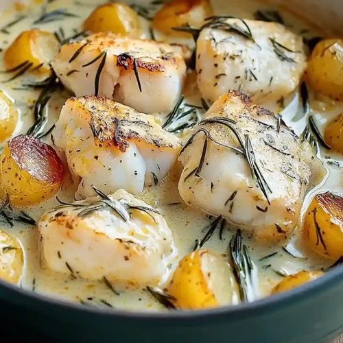 Rosemary Cream Sauce Cod and Potatoes