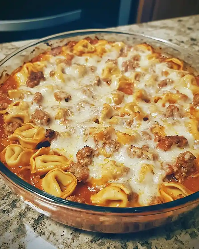 Creamy Sausage and Tortellini Dump Bake 7 Spicy Creamy Sausage and Tortellini Dump Bake