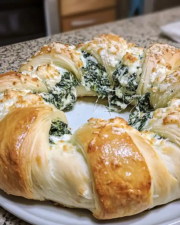 Spinach Dip Crescent Roll Wreath 7 Spinach Dip Crescent Roll Wreath Recipe
