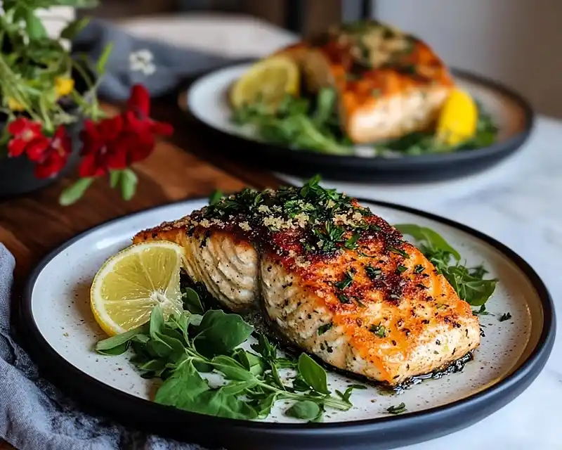 Sweet Baked Lemon Garlic Butter Salmon