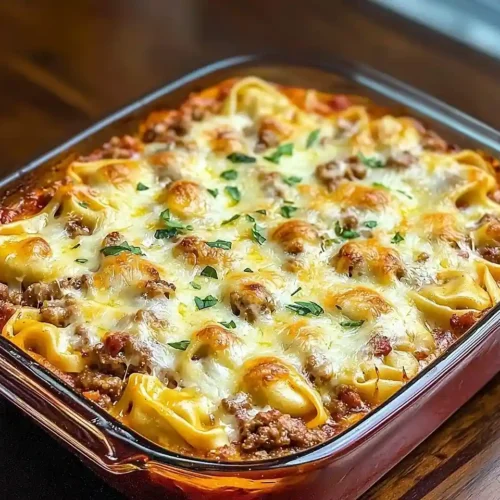 Sweet Cheesy Sausage Tortellini Bake