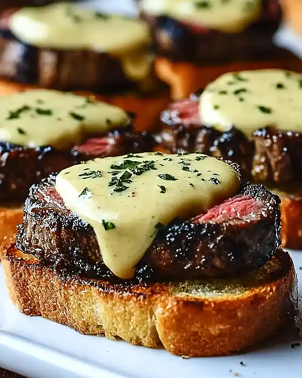 Sweet Grilled Beef Tenderloin Crostini With Béarnaise