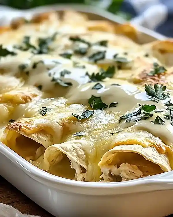 White Chicken Enchiladas with Creamy White Sauce 5 White Cheesy Chicken Enchiladas