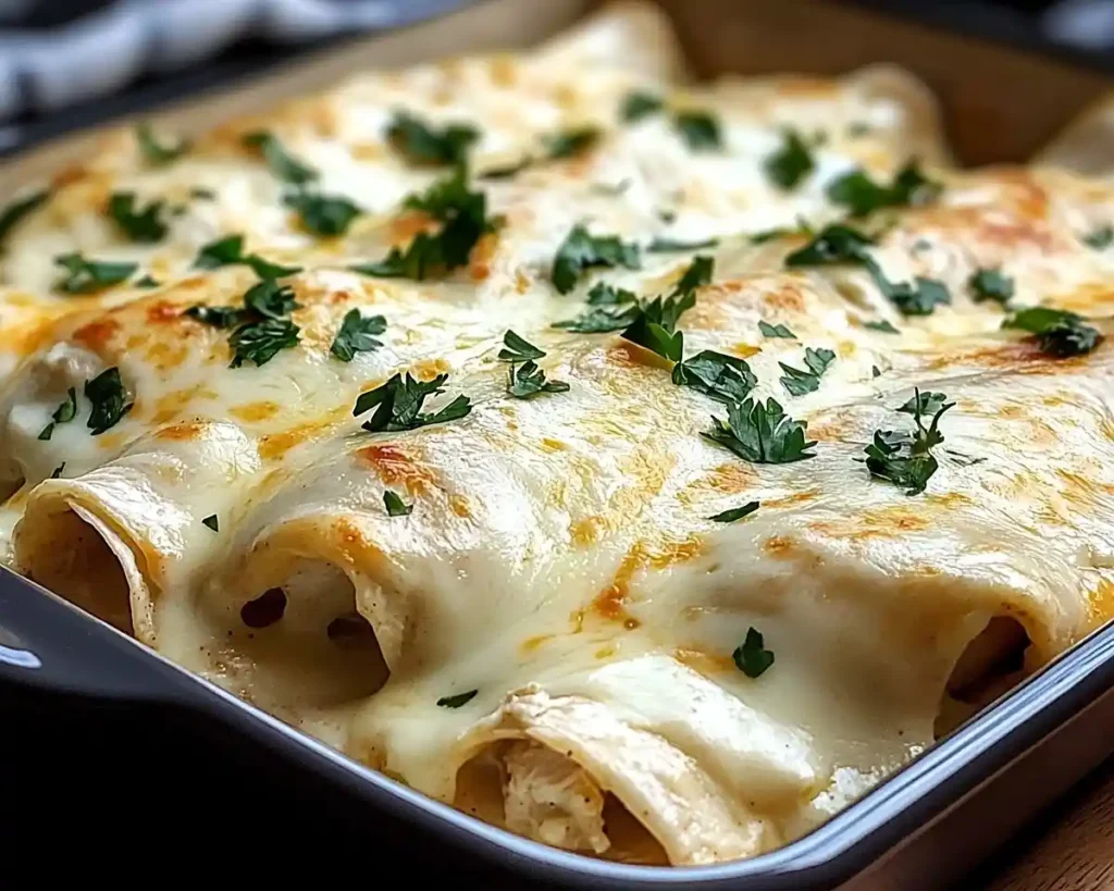 White Chicken Enchiladas with Creamy White Sauce
