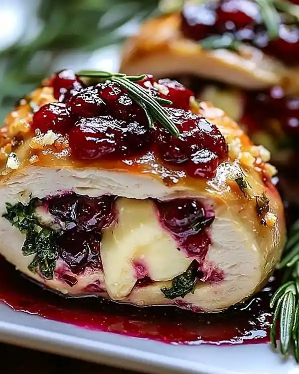 Cranberry Brie Stuffed Chicken 6 appetizers for new years eve party