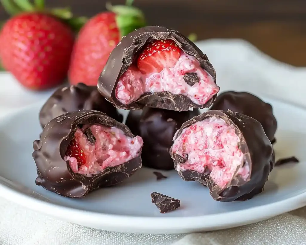 choclate strawberry yougurt bites
